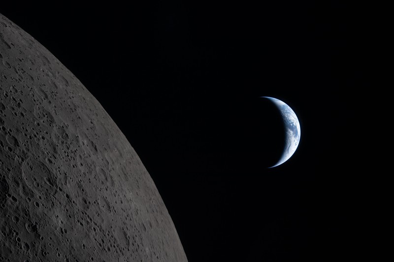 The First Call From a Moonship to the Space Station