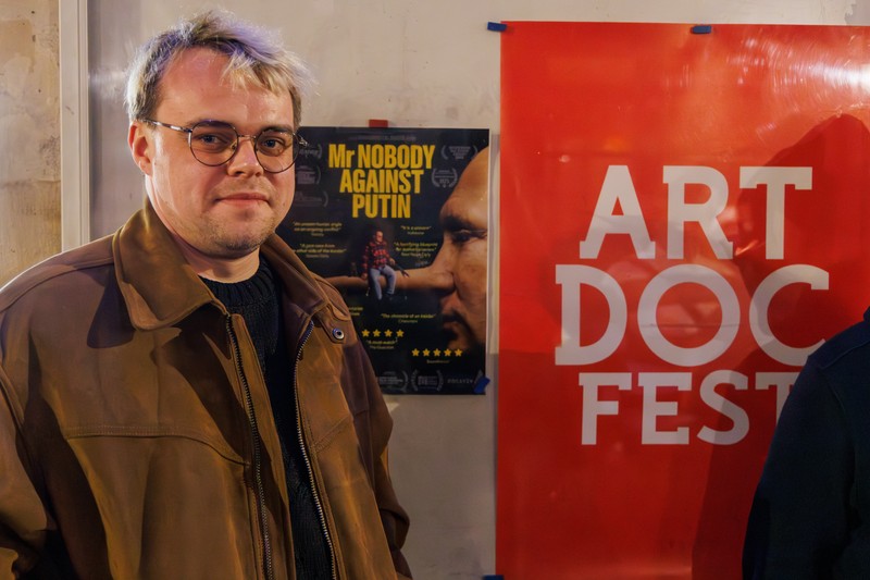 Pavel Talankin, co-director of Mr Nobody Against Putin, at the ArtDocFest documentary film festival in Paris