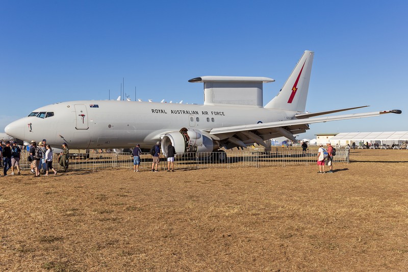 Royal Australian Air Force Boeing E-7A Wedgetail airborne early warning and control aircraft on display at an airshow